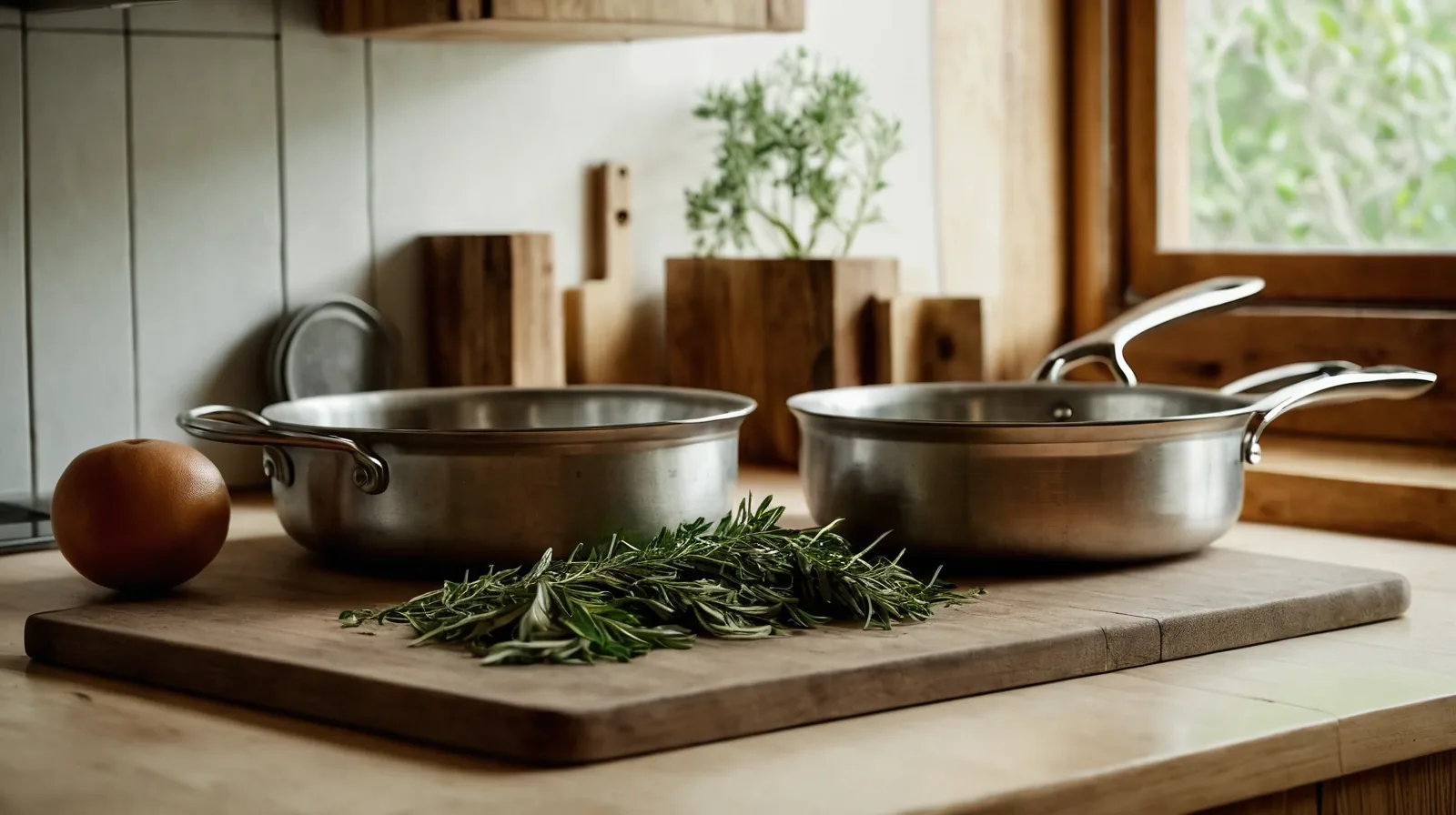 A rustic bowl filled with a mix of dried herbs on a wooden table.