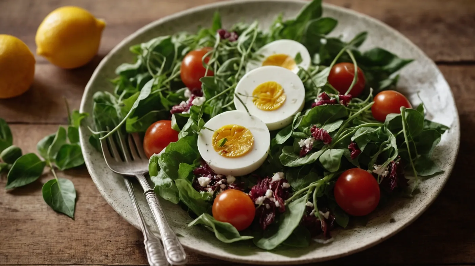 Colorful assortment of fresh herbs and vegetables on a wooden cutting board