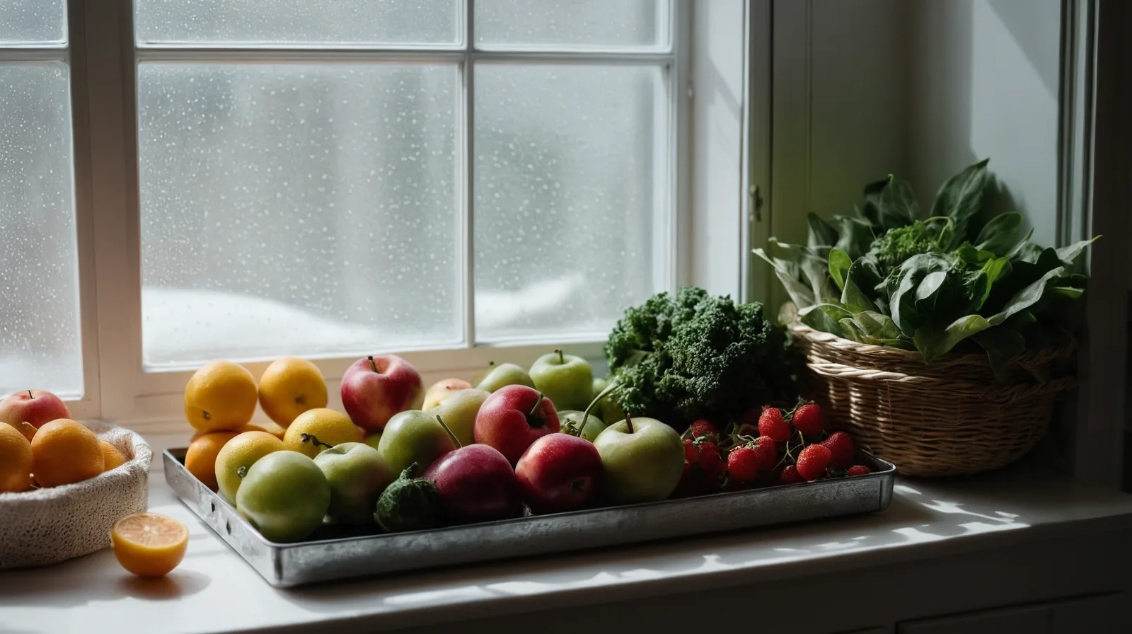 A variety of frozen vegetables arranged on a tray