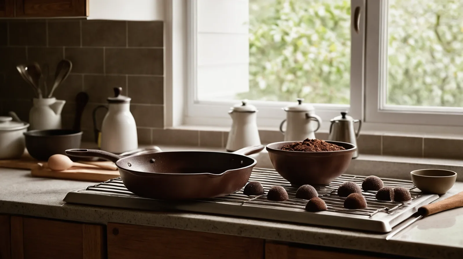 A tray of assorted chocolate baked goods including brownies, cookies, and a chocolate cake slice.