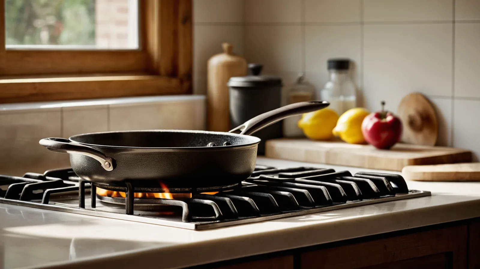 A sizzling steak in a cast iron skillet with browned edges and caramelized bits stuck to the pan.