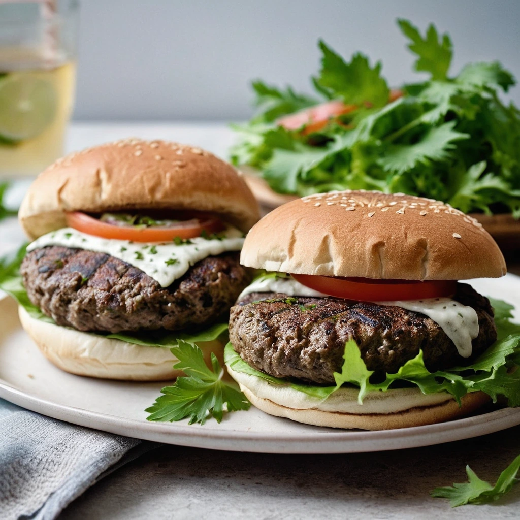 Golden brown patties on a plate with fresh parsley garnish