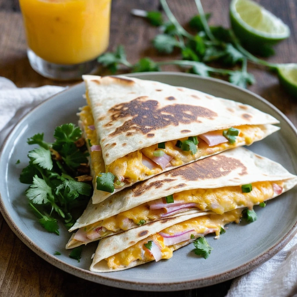 Ham & Cheddar Breakfast Quesadilla