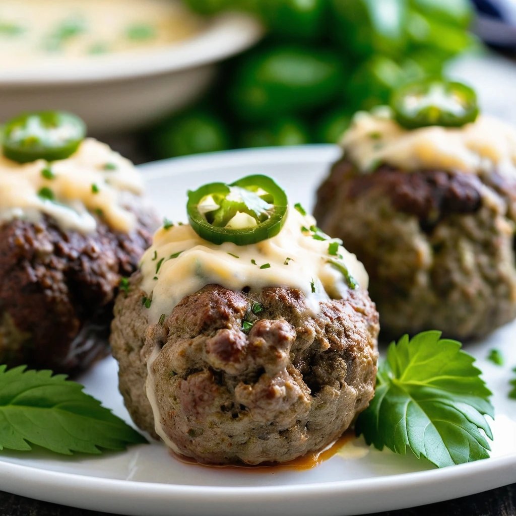 Golden brown meatballs with a melted cheese center, nestled on a bed of vibrant green cilantro.