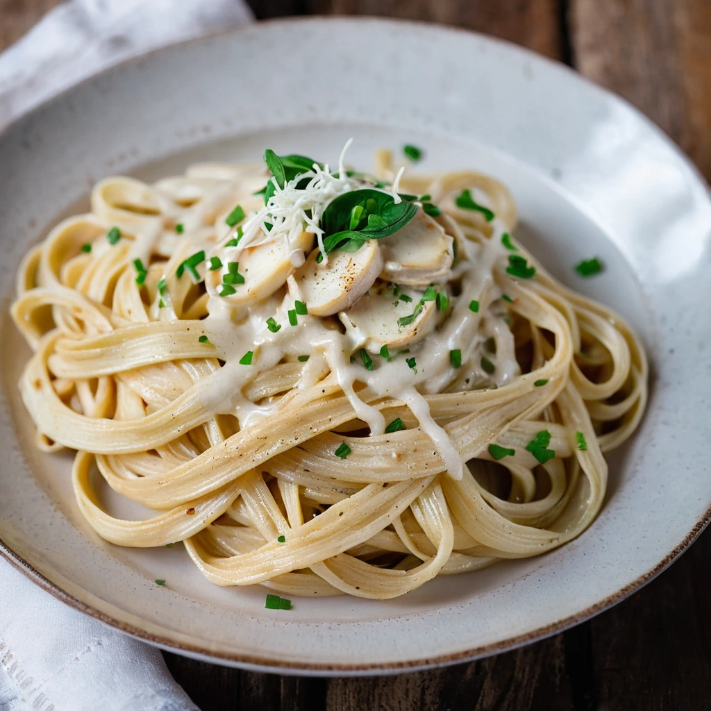 Linguine with Roasted Garlic Cream Sauce