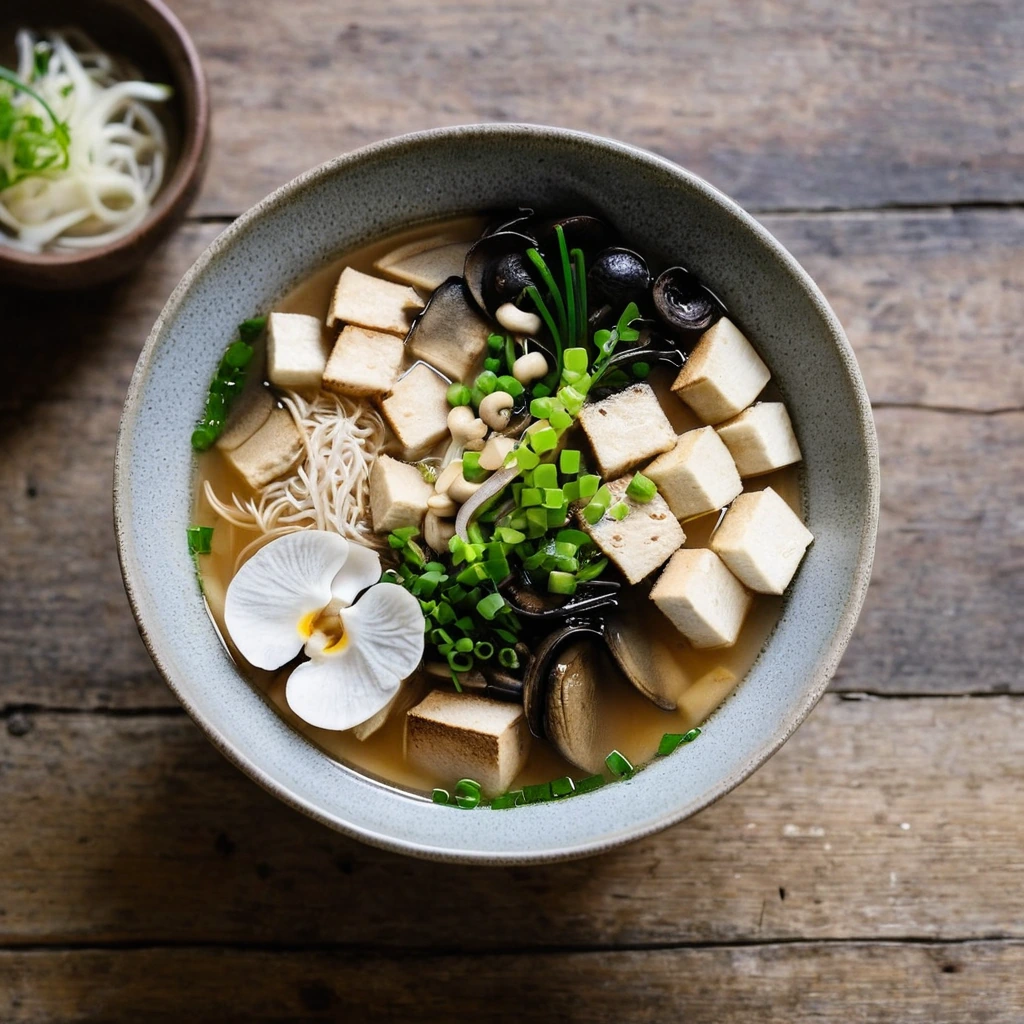 Miso Soup with Tofu and Mushrooms