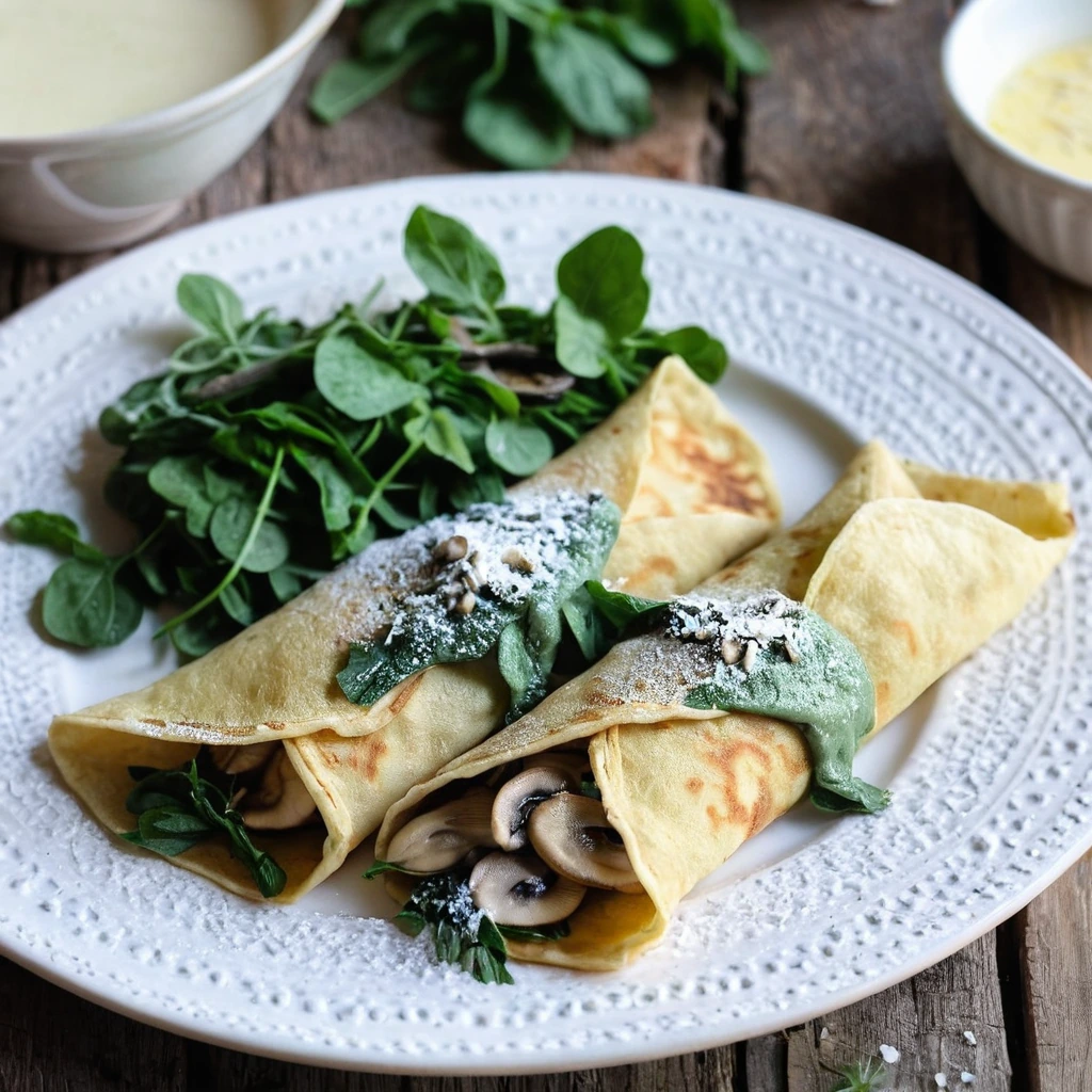 Mushroom and Spinach Crepes
