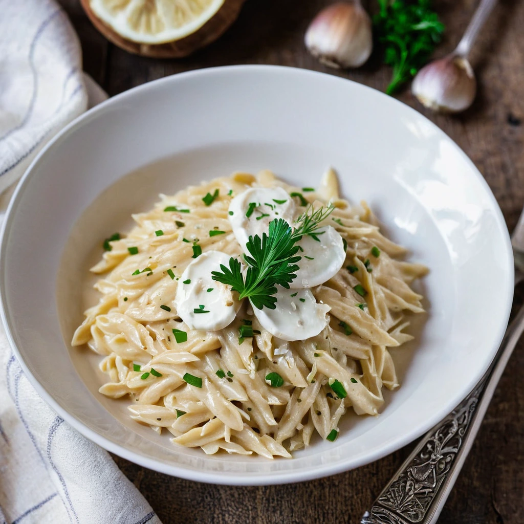 Orzo with Roasted Garlic Cream Sauce