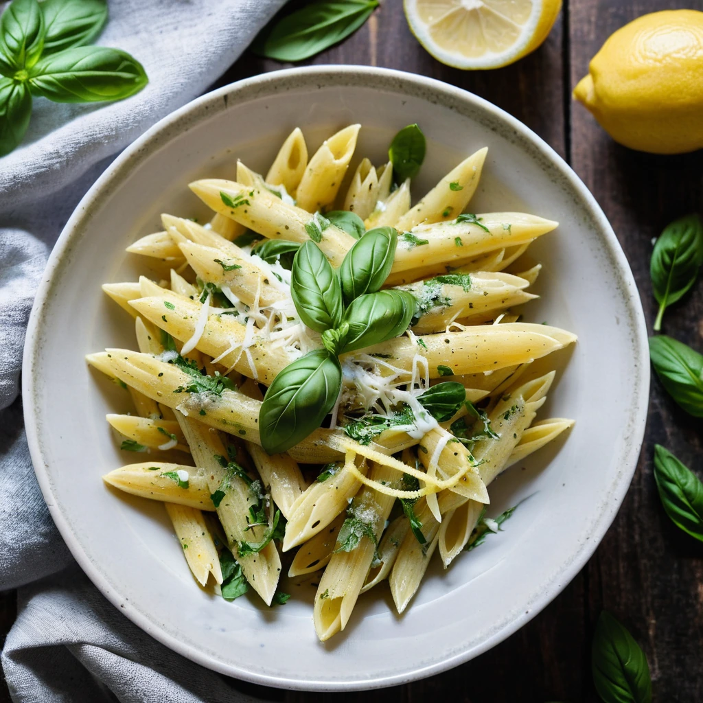 Penne with Lemon Basil Sauce