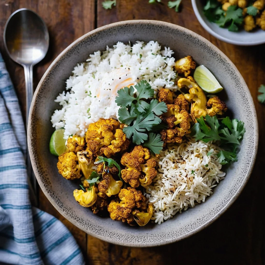 Roasted Cauliflower Curry Bowl