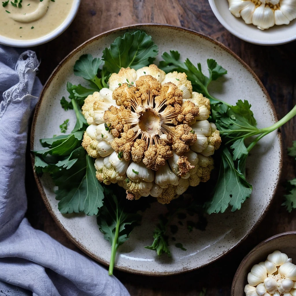 Roasted Garlic Tahini Cauliflower