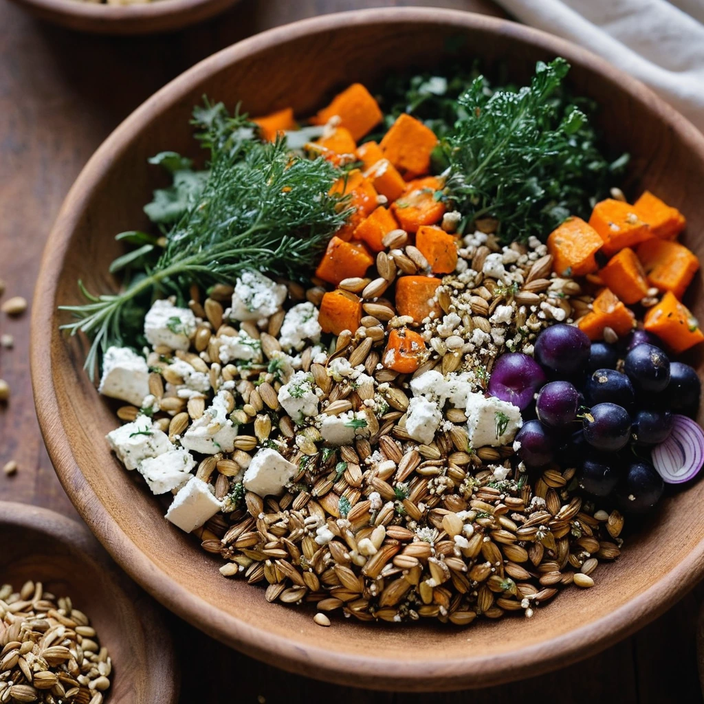 Roasted Vegetable and Goat Cheese Grain Bowls
