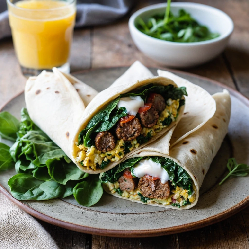 Sausage & Spinach Breakfast Burrito