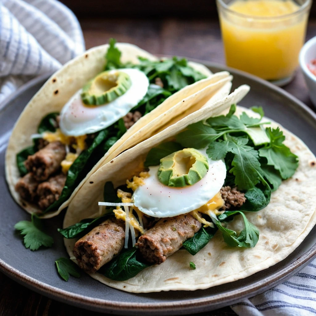 Sausage & Spinach Breakfast Tacos