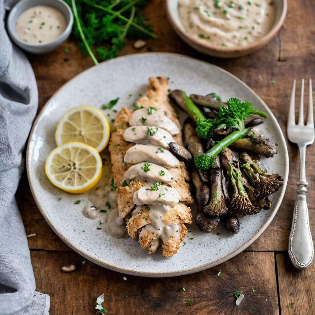 Sheet Pan Creamy Mushroom Chicken Tenders