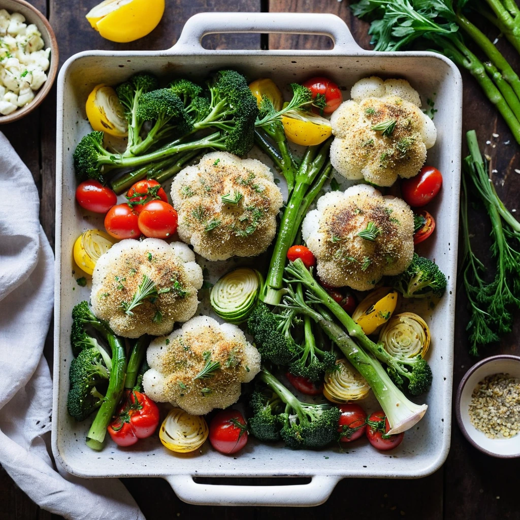 Sheet Pan Garlic Herb Vegetable Bake