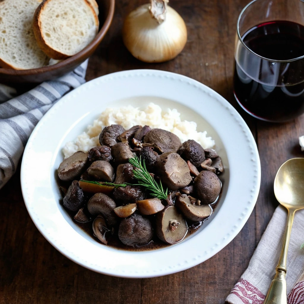 Slow Cooker Red Wine Mushroom Beef Stew Meat