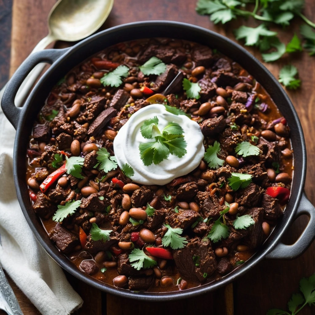 Smoky Ancho Chili Beef and Bean Skillet
