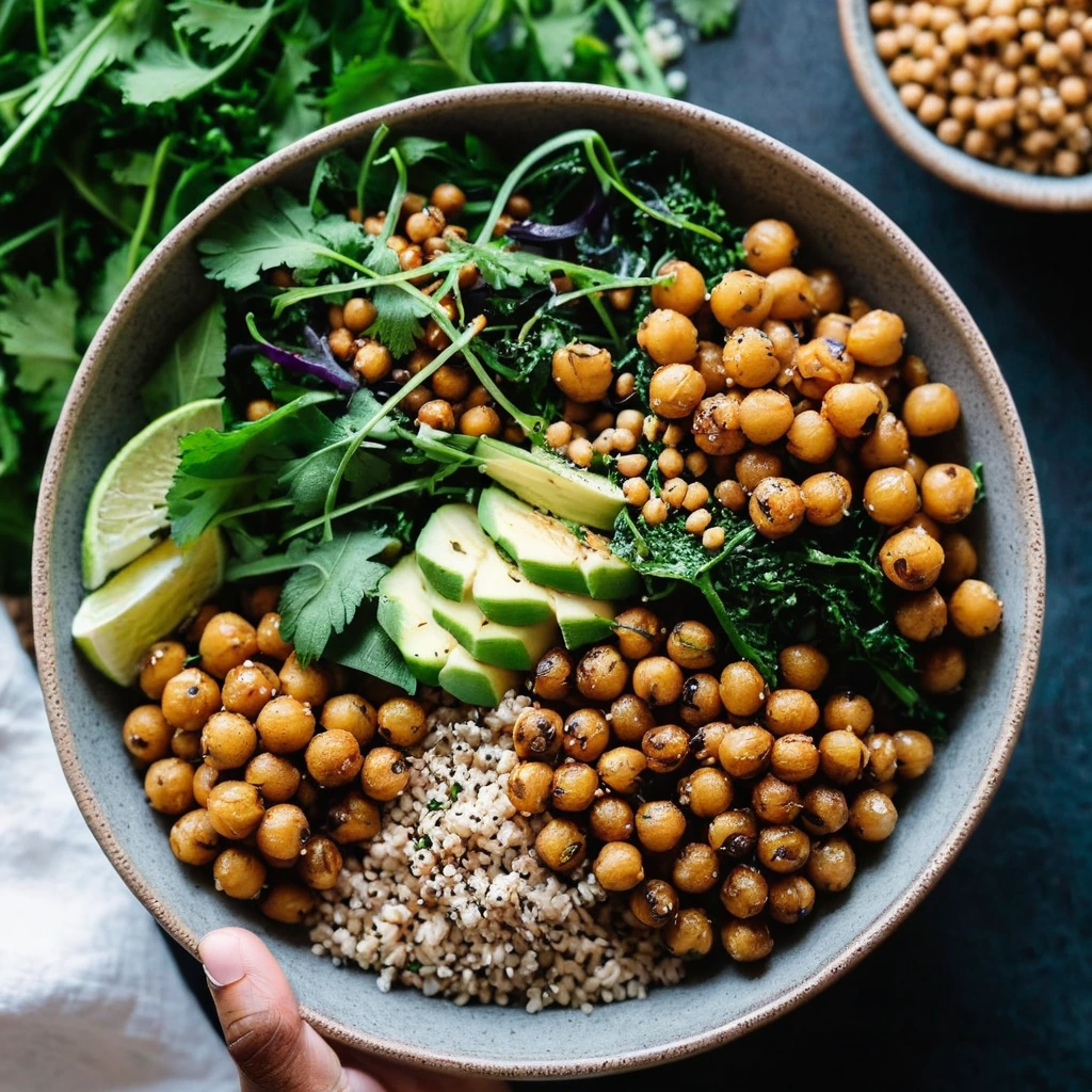 Spicy Sesame Roasted Chickpea Grain Bowls