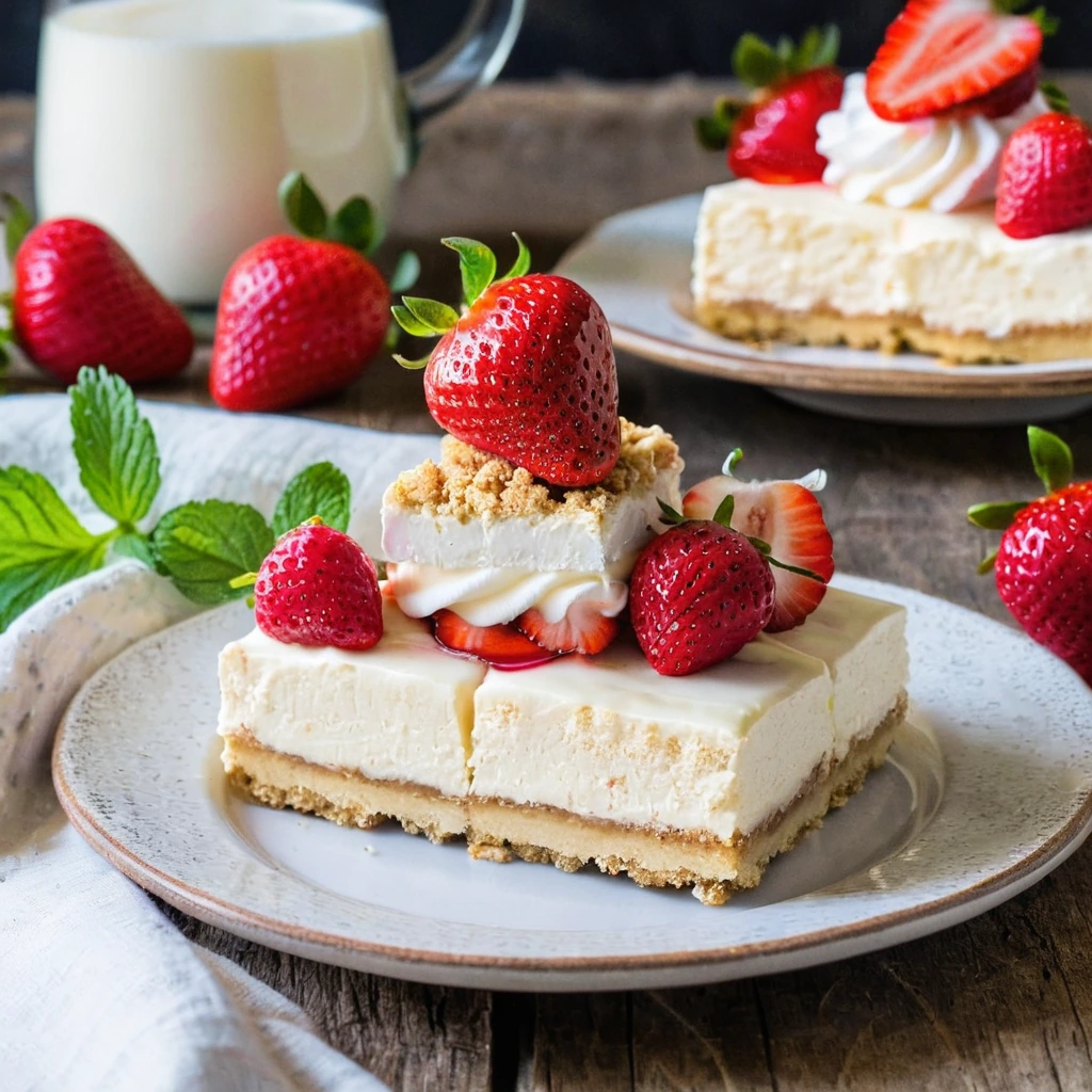 Strawberry Shortcake Cheesecake Bars