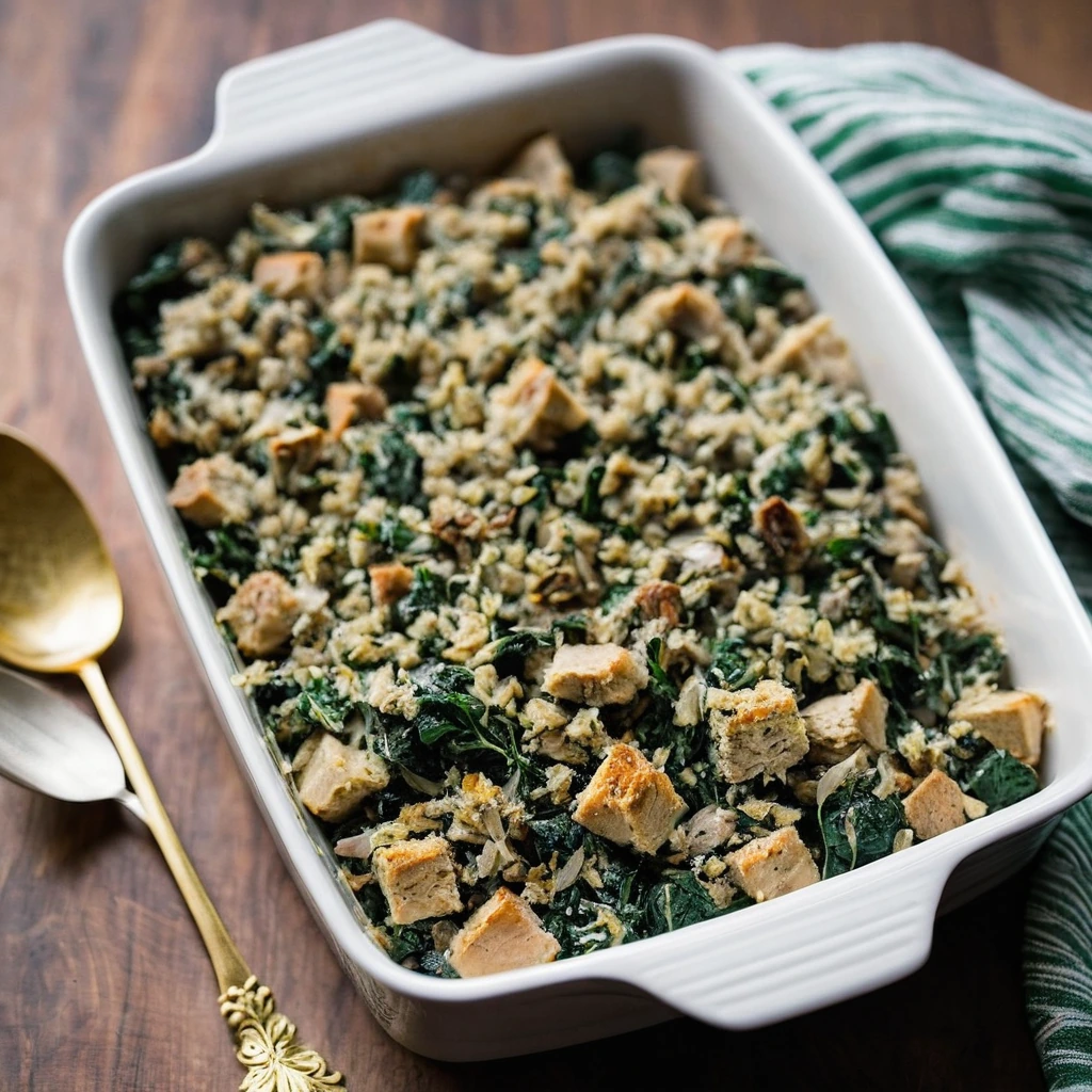 Turkey, Spinach, and Stuffing Casserole